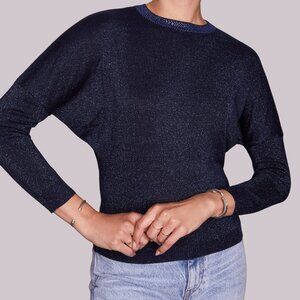 🍋3 for $20🍋 New ORSAY Navy Blue Sparkly Batwing Sleeve Sweater S…